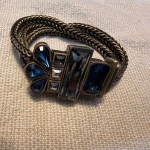 Silpada KR Brass & Swarovski Crystal Magnetic Closure Bracelet ,Hallmarked